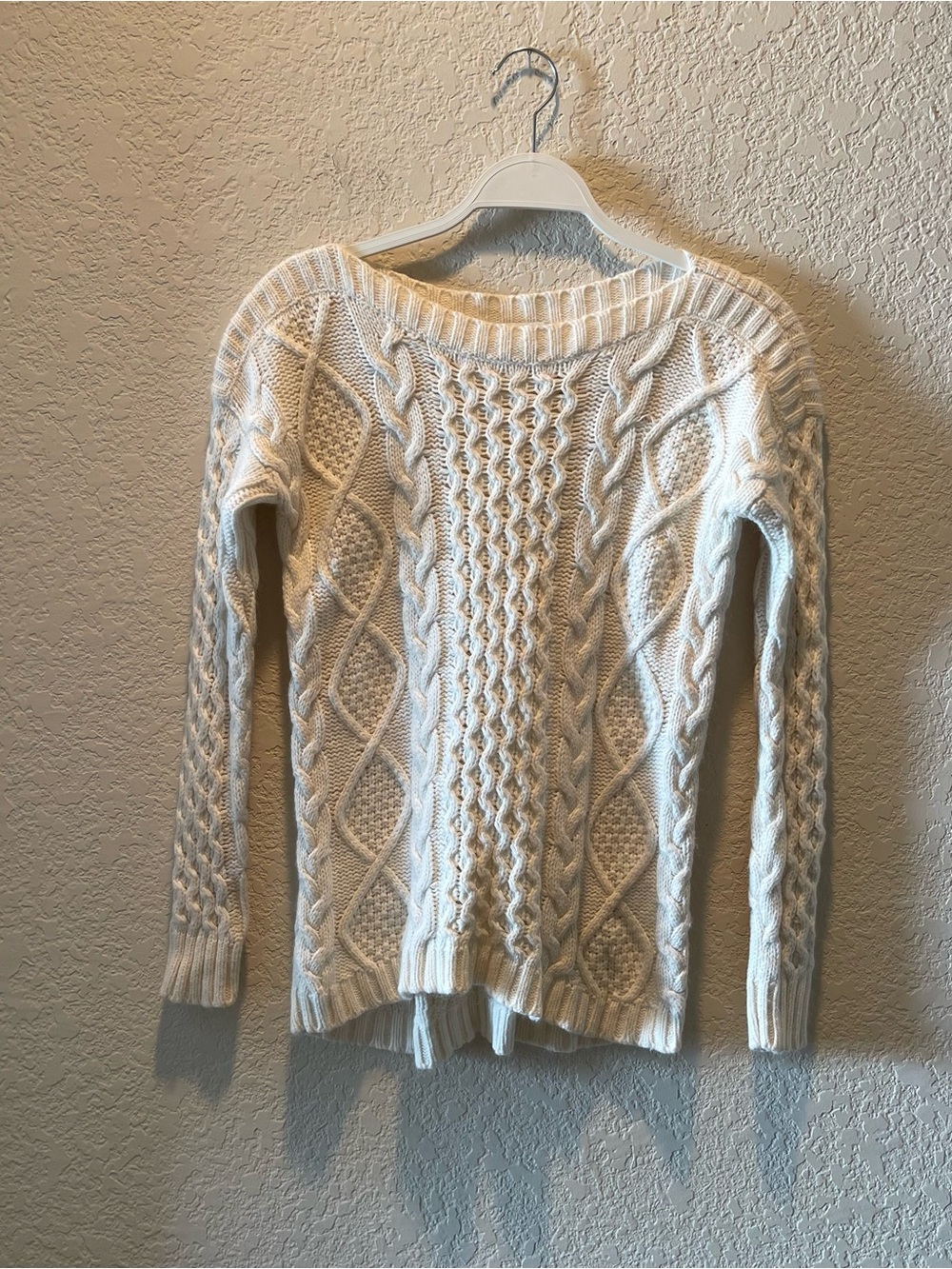 Madewell ivory cotton blend cable knit boat neck pullover sweater, XS